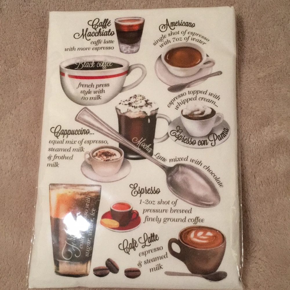 Coffee extra large designer kitchen towel NWOT